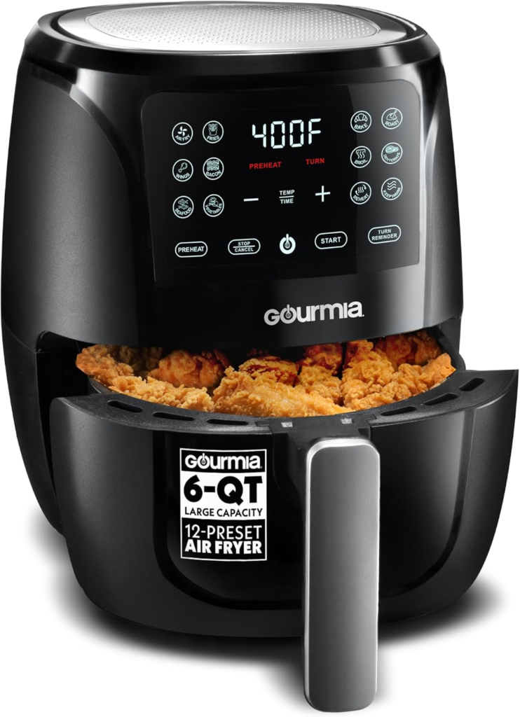 Gourmia 6 Qt digital air fryer with FryForce 360 technology and 12 presets
