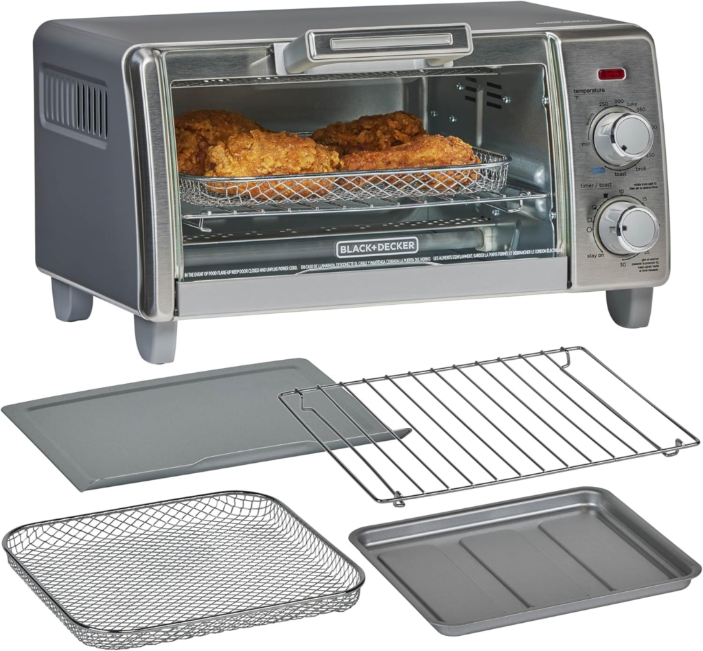BLACK+DECKER Crisp N Bake air fry countertop toaster oven with 5 cooking functions