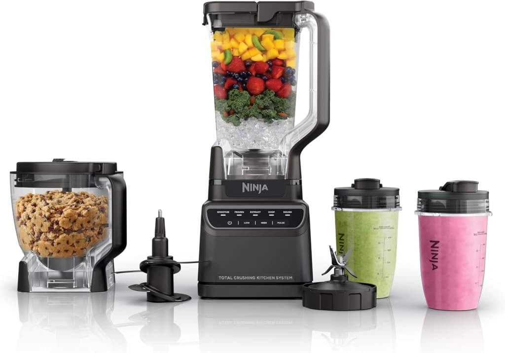 Ninja Kitchen System blender with 18 oz smoothie cups and food processor