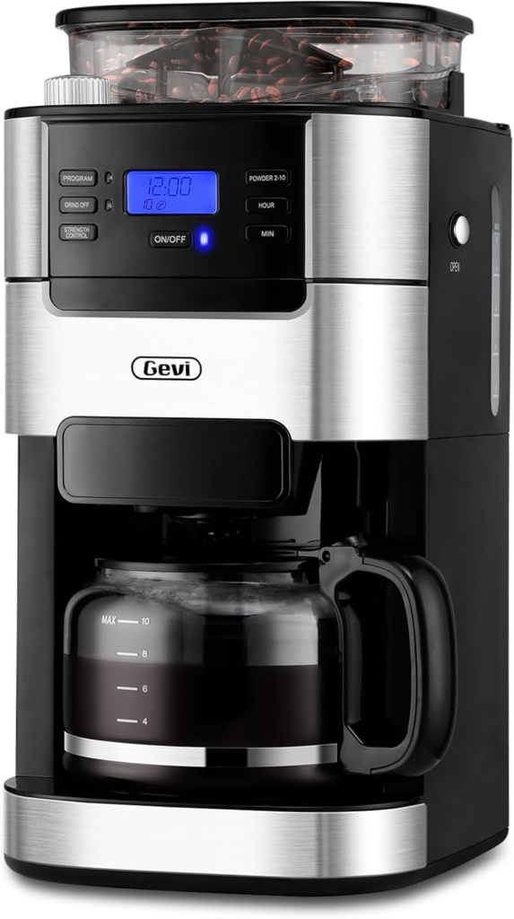 best coffee maker with grinder Gevi 10 cup drip coffee machine with built in burr grinder