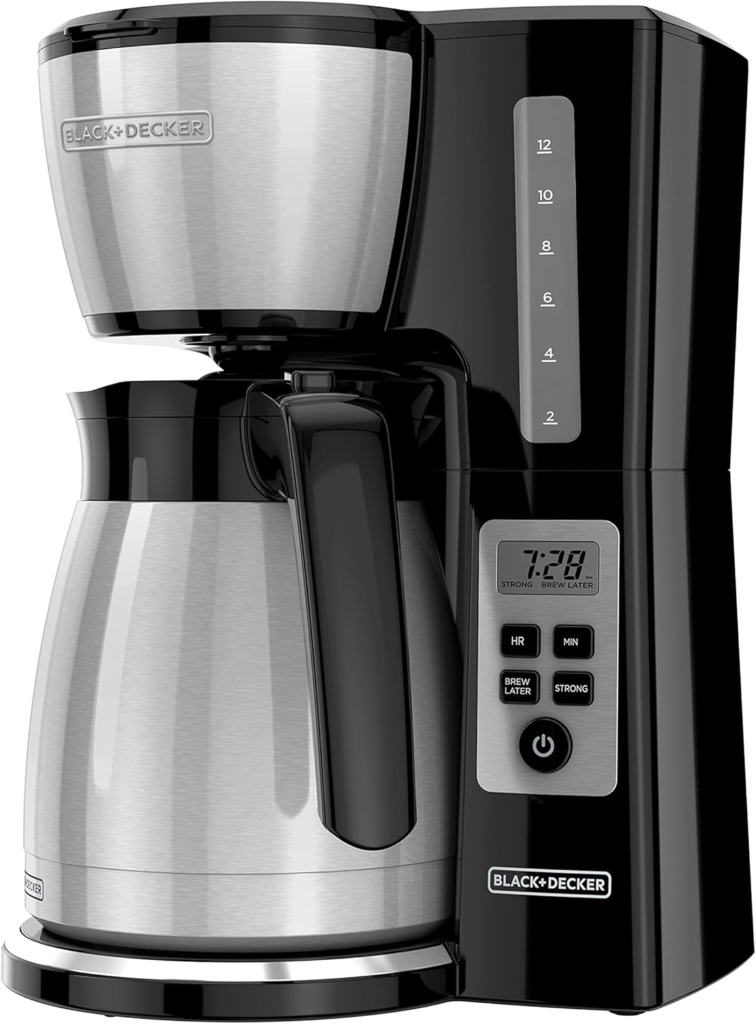 best coffee maker for strong coffee BLACK+DECKER 12 cup thermal programmable coffee maker with brew strength selector
