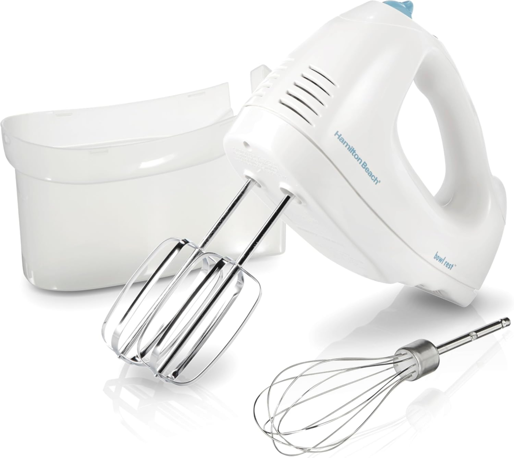 Hamilton Beach 6-Speed Electric Hand Mixer with whisk and dough hooks – one of the best hand mixers for everyday baking

