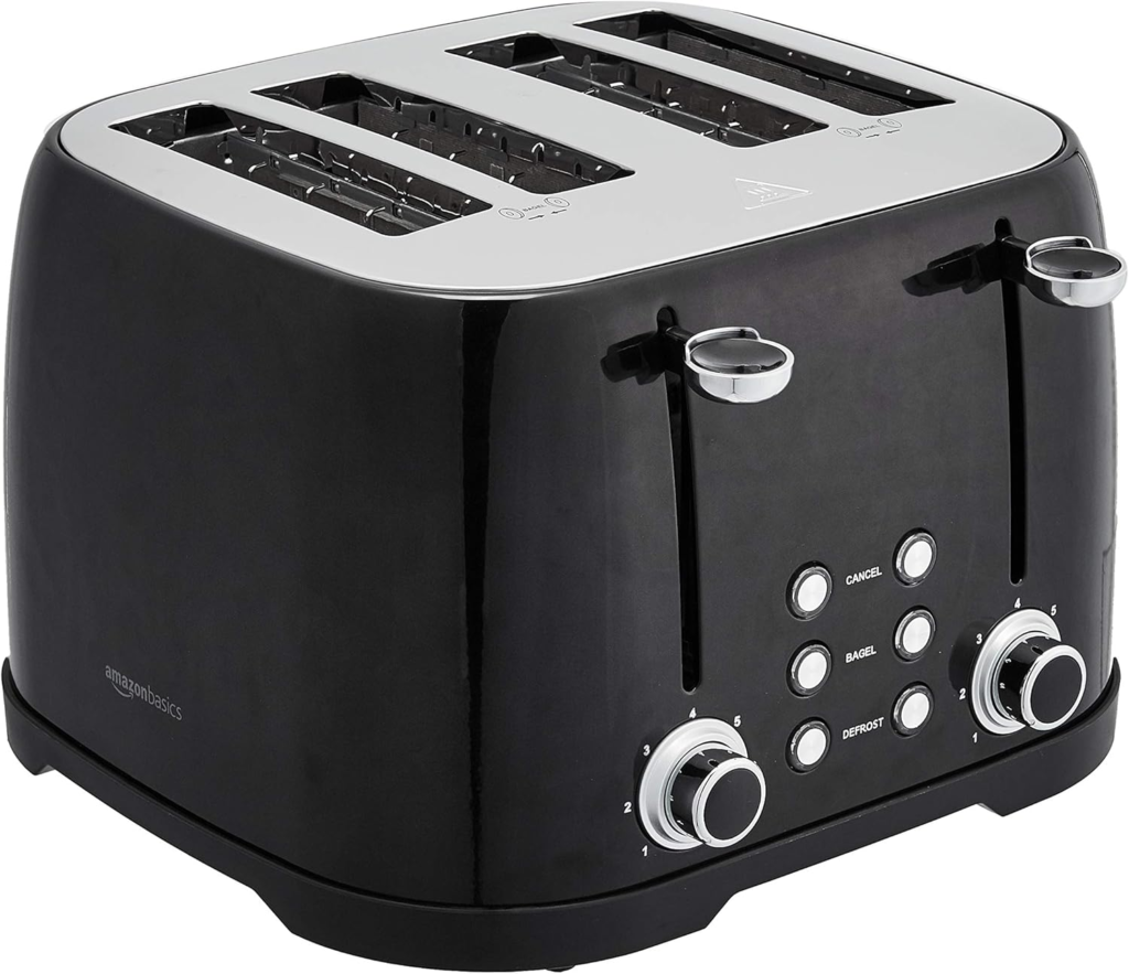 Amazon Basics 4 slice toaster with 6 browning settings – one of the best 4 slice toasters for families