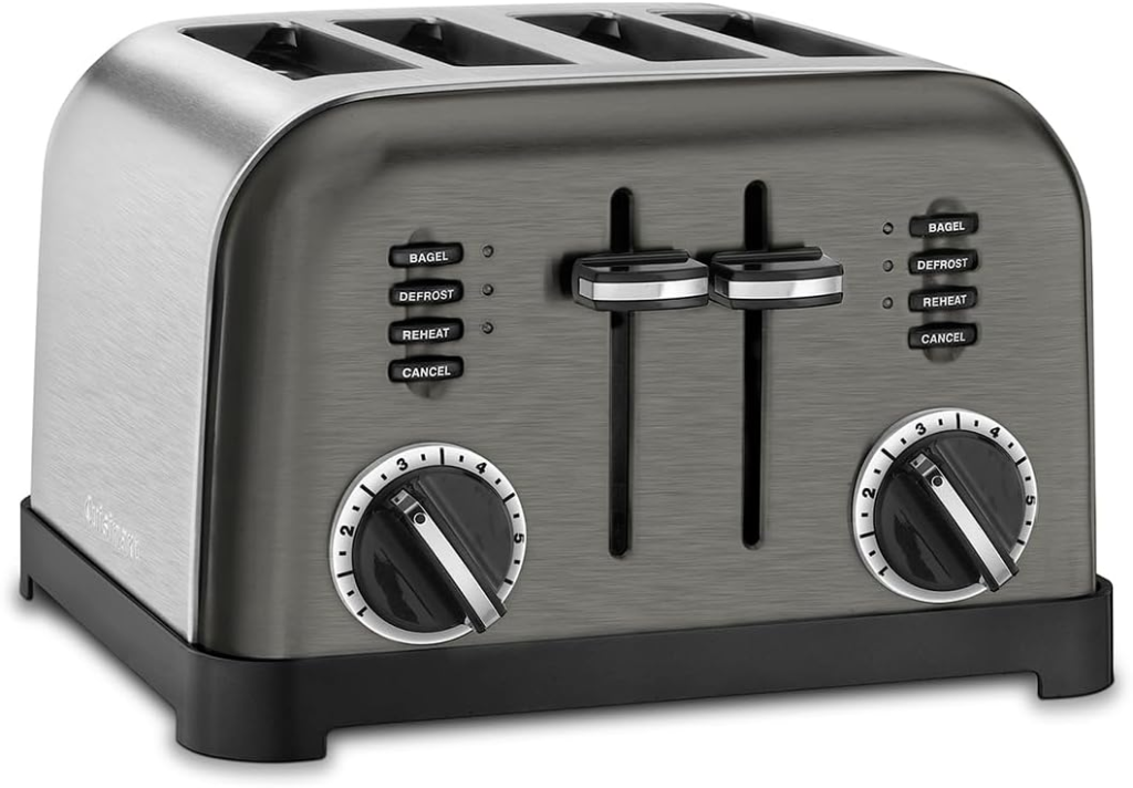 Cuisinart 4 slice stainless steel toaster with wide slots – one of the best long slot toasters for bagels and artisan bread