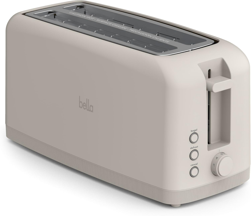 bella 4 slice slim long slot toaster with 10 inch slots – one of the best long slot toasters for artisan bread