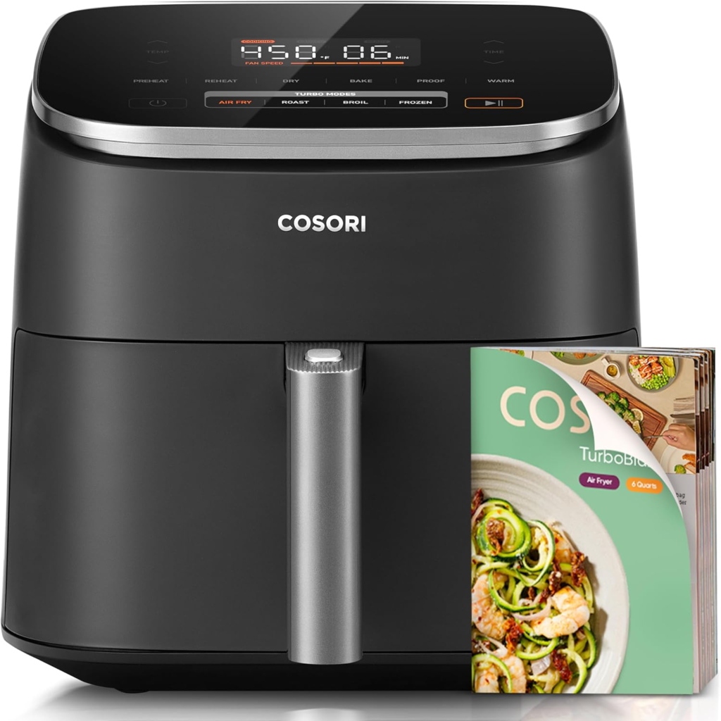 COSORI 9-in-1 TurboBlaze Air Fryer with smart controls and 450°F heating for crispy and healthier cooking at home