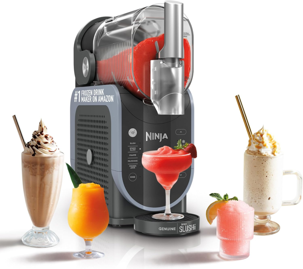 Ninja SLUSHi Frozen Drink Machine with RapidChill Technology making frozen slushies, frappés, margaritas, and smoothies at home